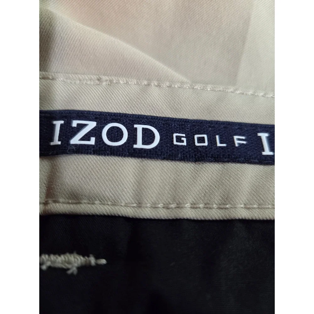 IZOD Golf Shorts Mens 40 Khaki Flat Front‎ Lightweight Comfort Non Slide Waist